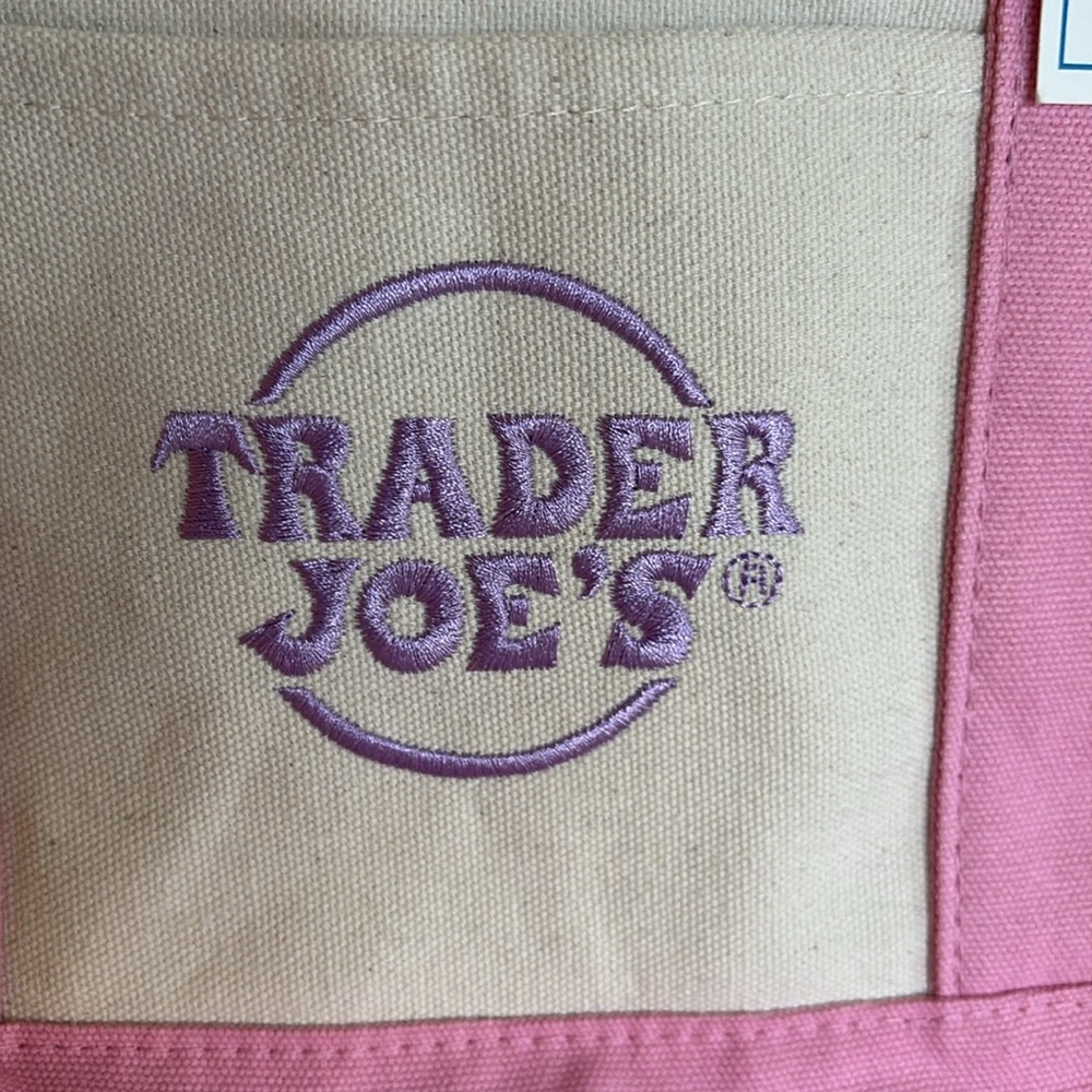 NWT Trader Joe’s Customized With Bow, Pink Mini Pastel Canvas Tote Bag - Picture 6 of 6
